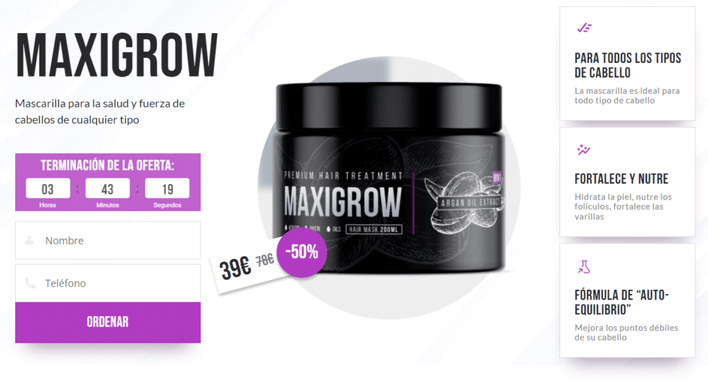 MaxiGrow máscara
